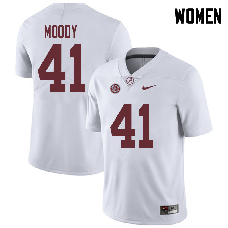 Alabama Crimson Tide Women's Jaylen Moody #41 White NCAA Nike Authentic Stitched 2018 College Football Jersey BB16R46AX